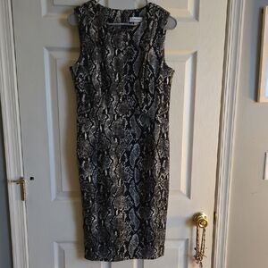 Calvin Klein Elegant Snake Print Midi Sleeveless Dress Size 10